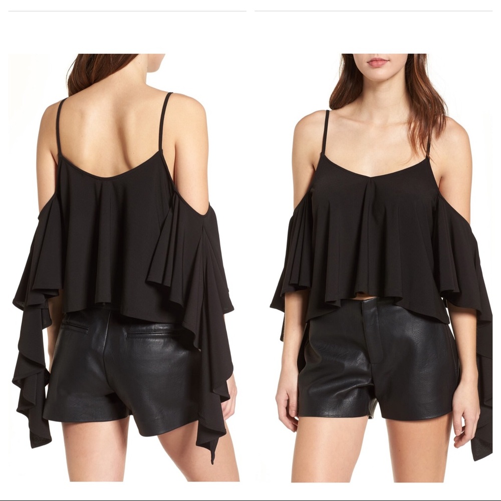 LEITH Black Ruffle Tank Size XS